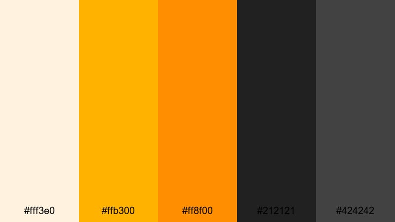 amber noir contrast yellow color palette with hex codes