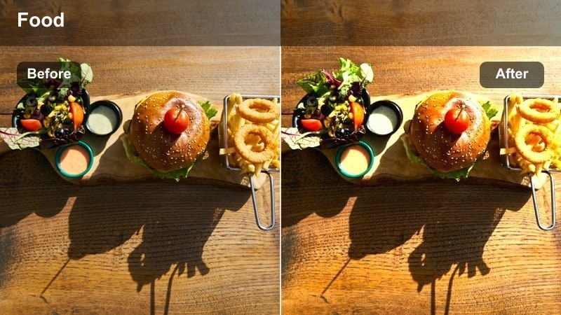 Cinematic warm restaurant table scene with amber lighting and soft focus