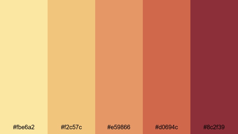 analog desert cinema yellow orange red color palette with hex codes
