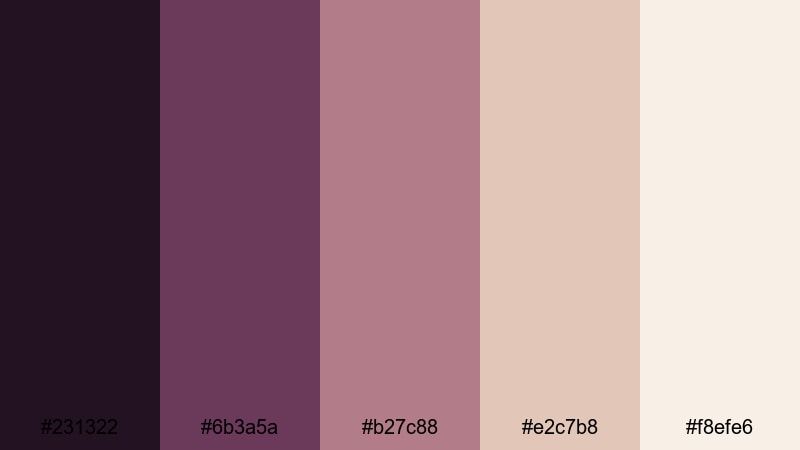 analog plum fade purple plum color palette with hex codes
