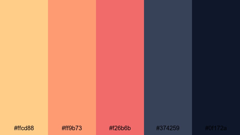 analog sunset grain peach yellow color palette with hex codes