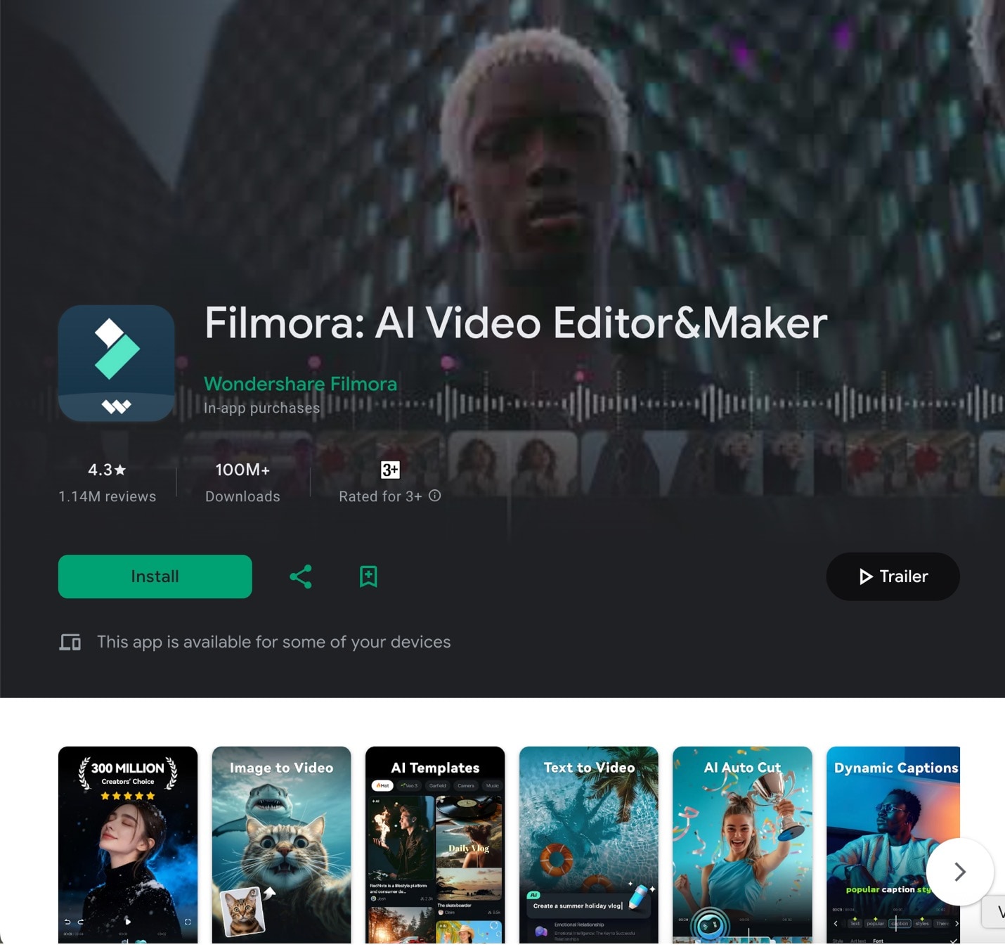 filmora play store page