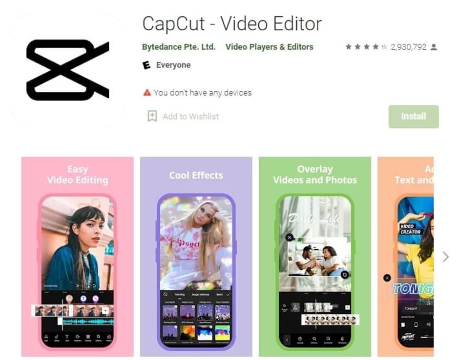 capcut play store page