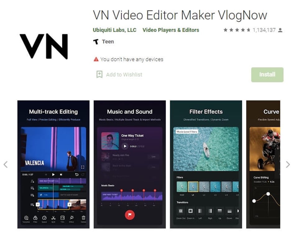 vn video play store page