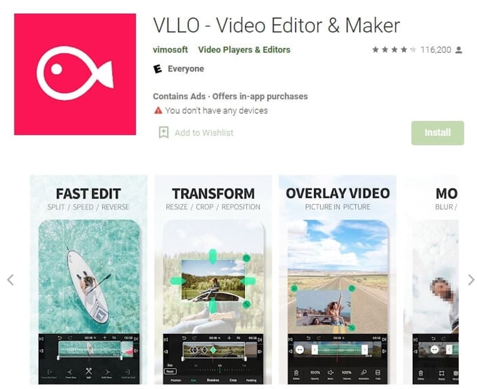 vllo play store page