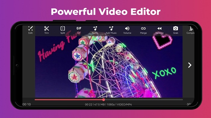 androvid video editor features