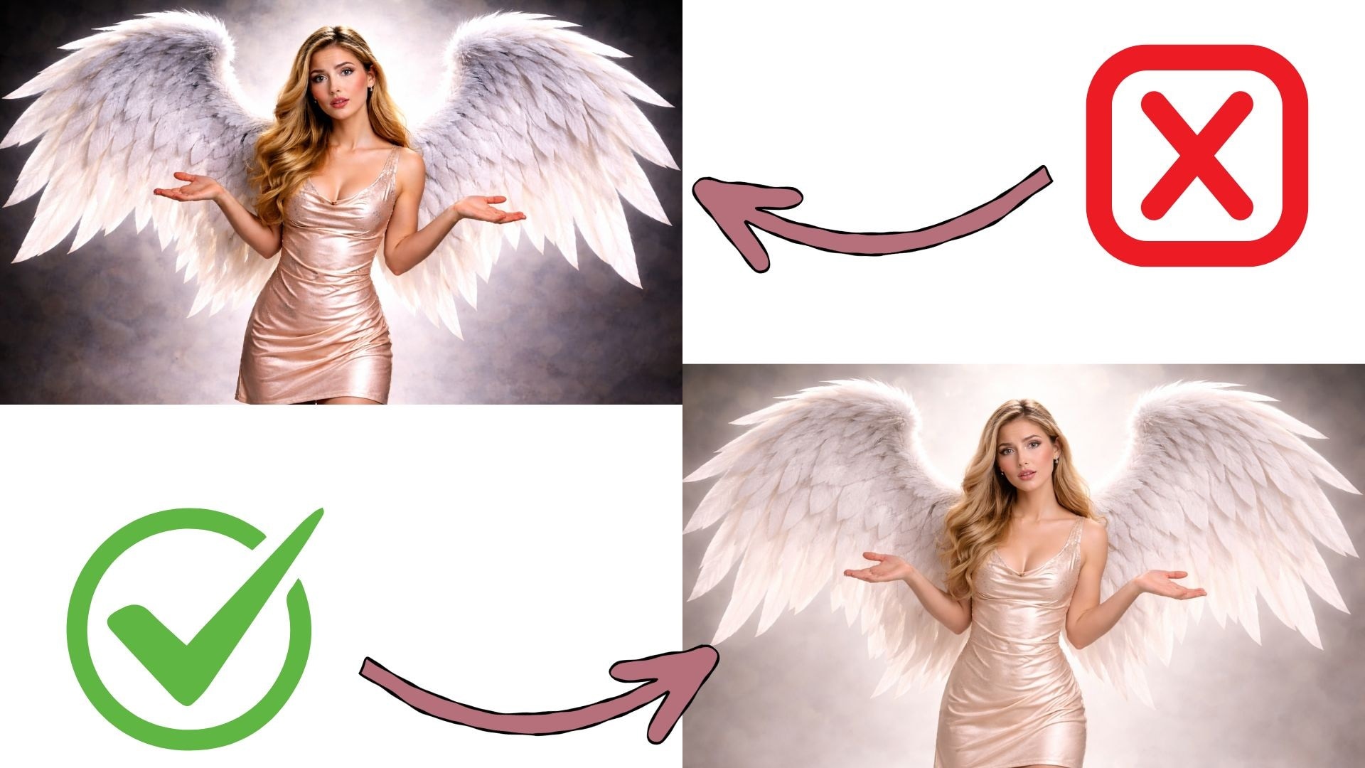 harsh contrast make the wing unnatural