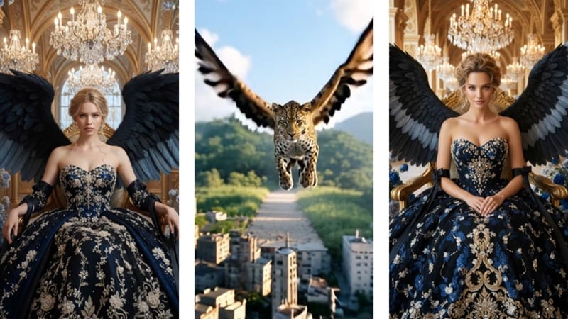 dark wings on portraits and animals