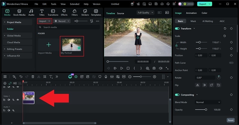 import photo to filmora timeline