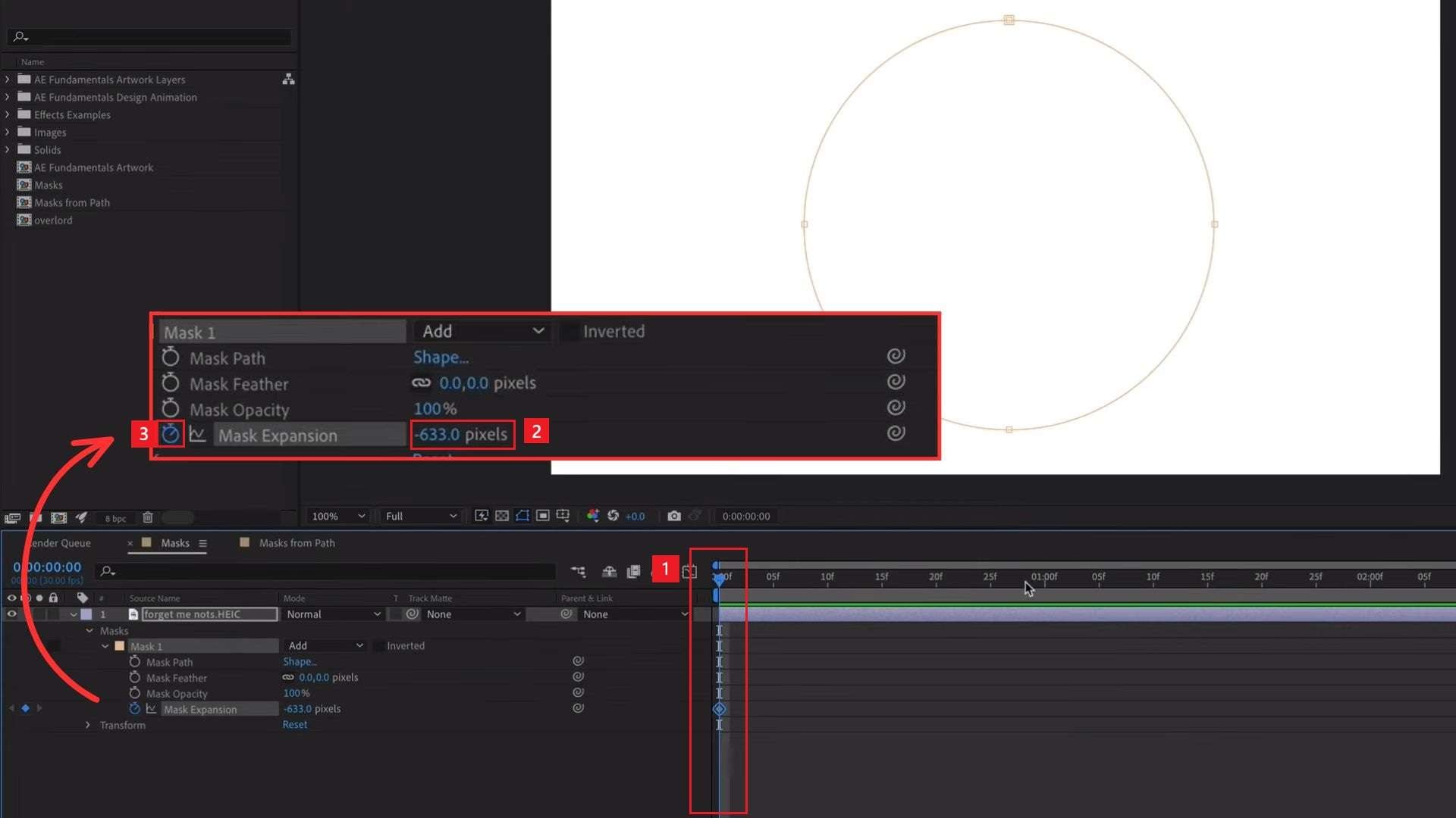 set the first mask keyframe