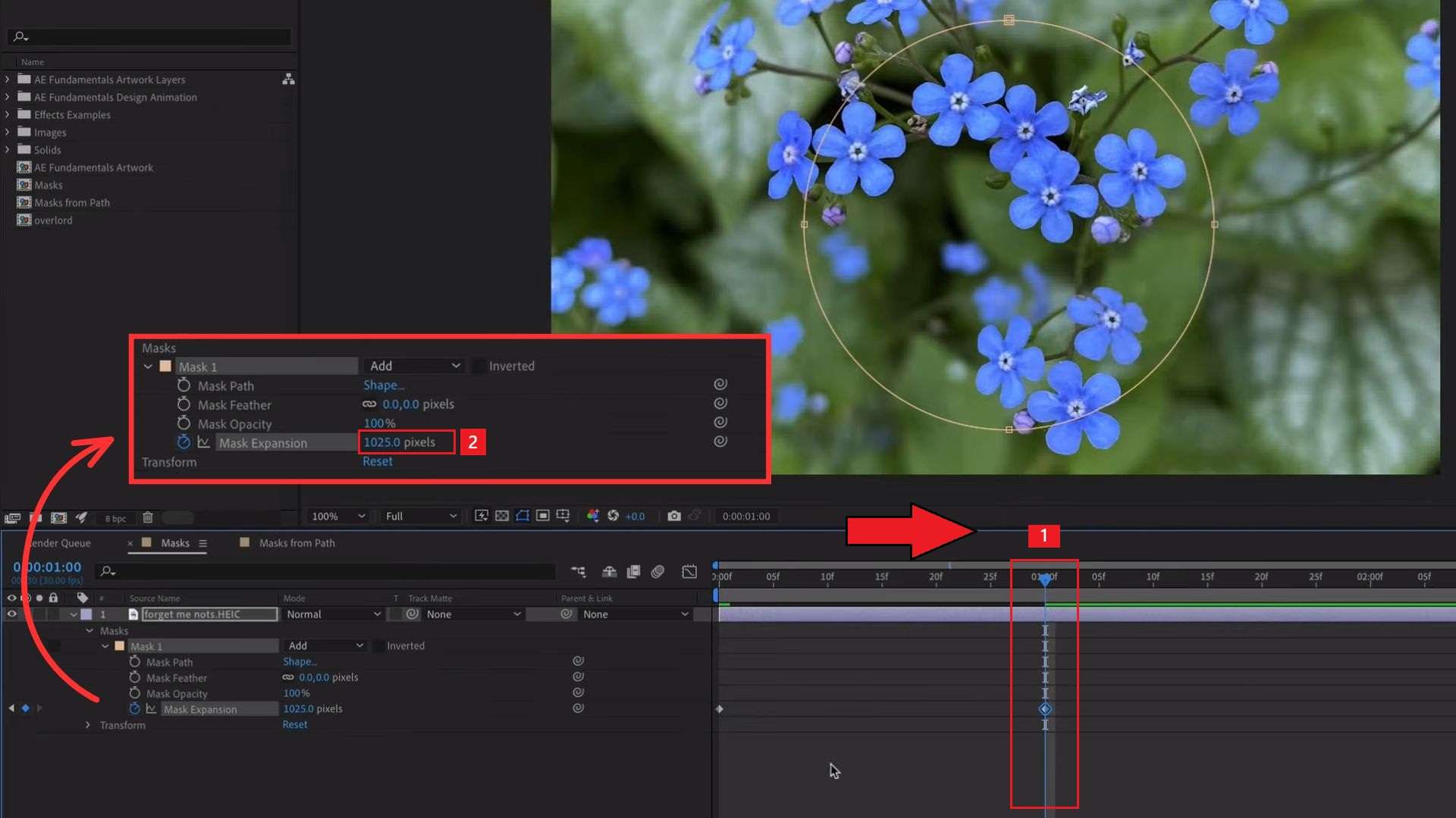 adjust and set second keyframe