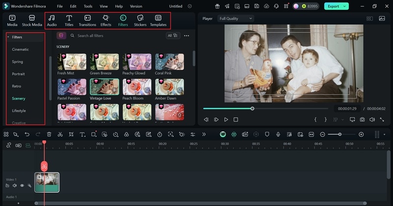 browse through filmora features and library