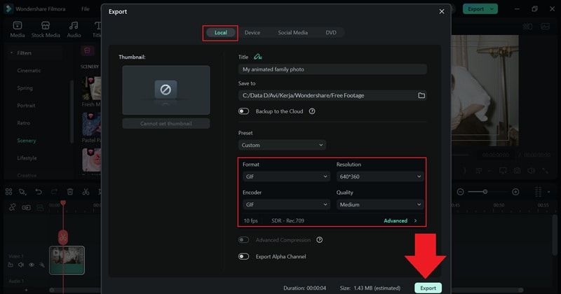 export your animated family photos