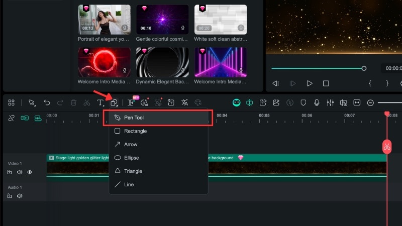 access the pen tool in filmora