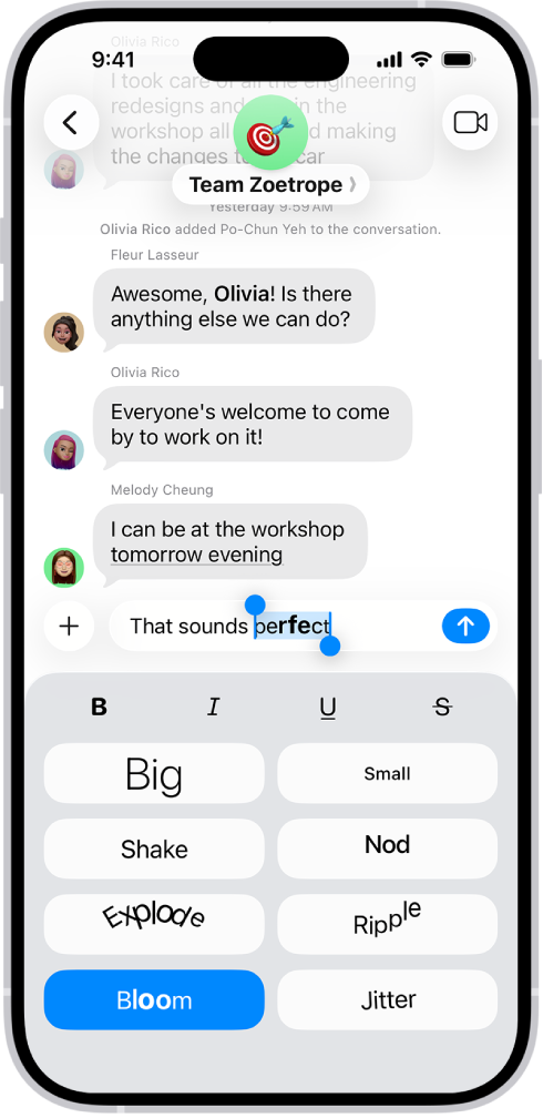 select animation for text