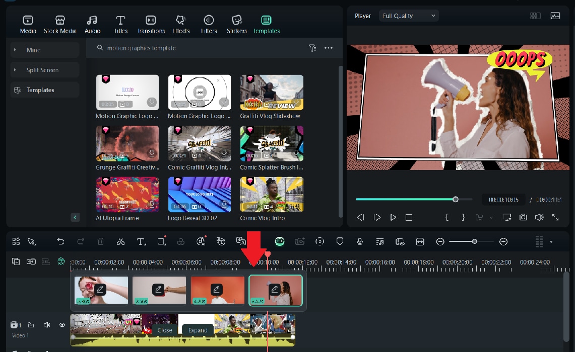 drag template and import your clips