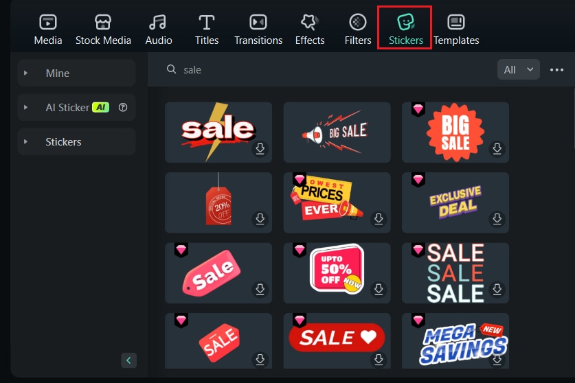 choose animated stickers