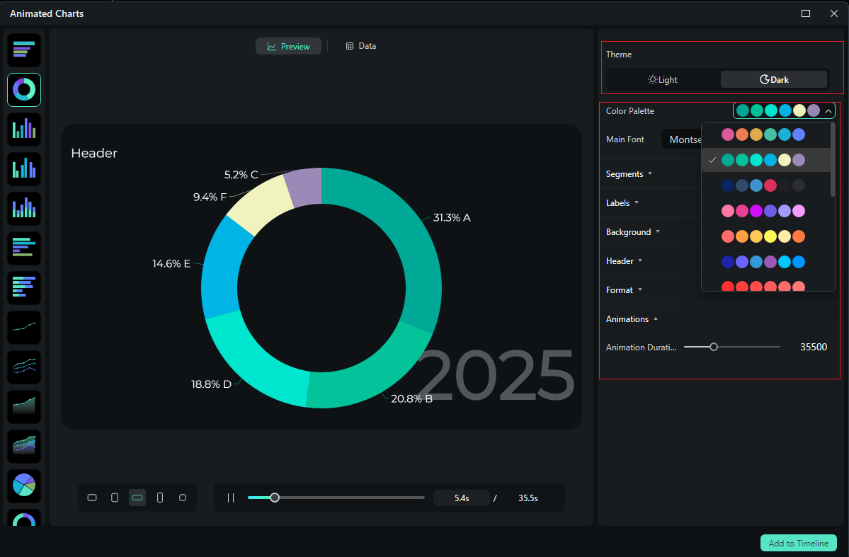 edit the donut chart basic settings