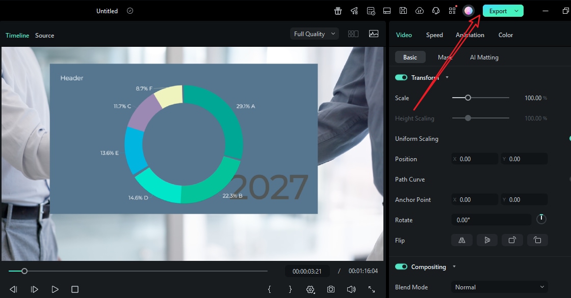 export the animated donut chart