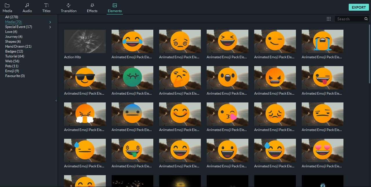 Aggiungere emoji animate da Filmstocks nei video su Filmora9 