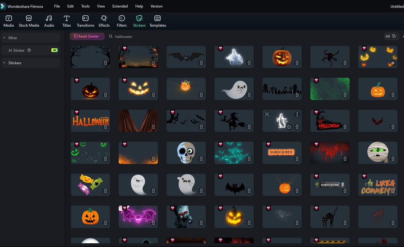 filmora halloween stickers