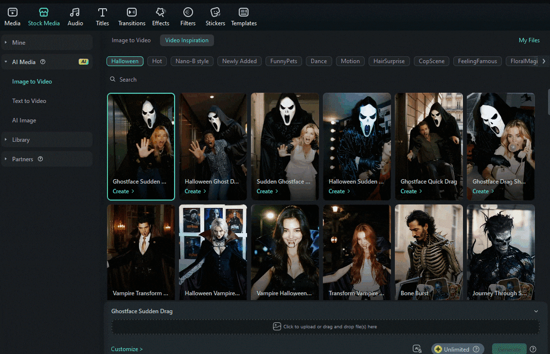 filmora ai halloween templates