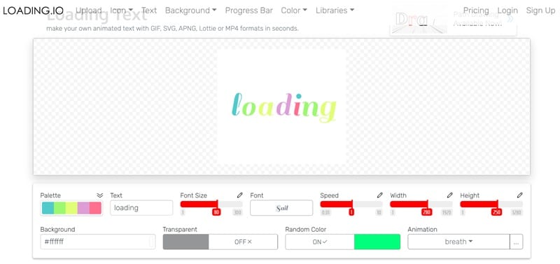 loading io text animated gif generator