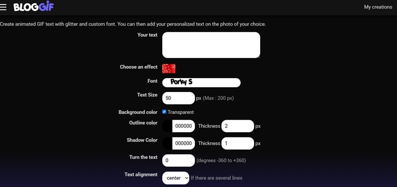 bloggif text animated gif generator tool