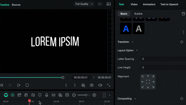 add spacing to text animation letters