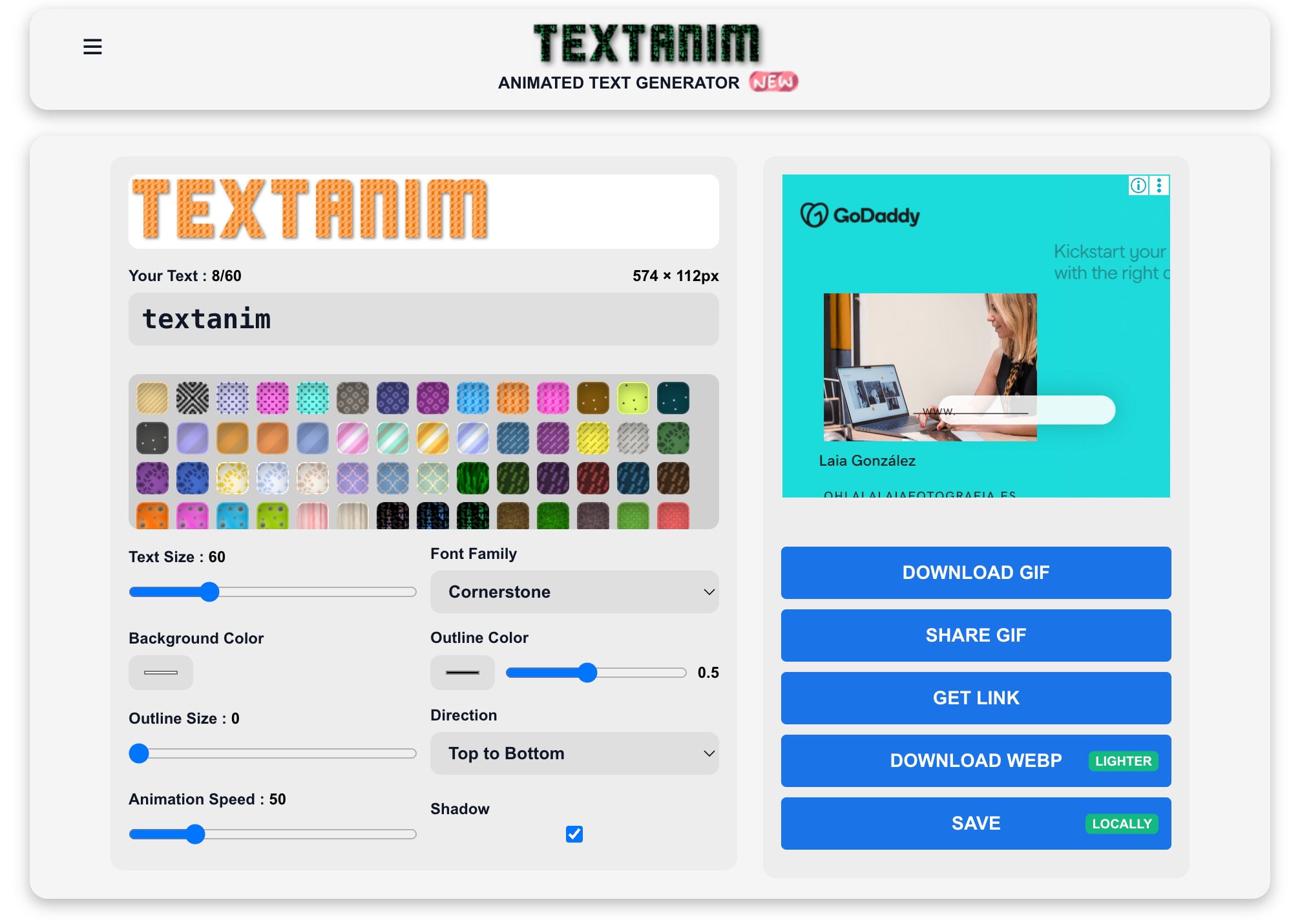 textanim animated letters generator