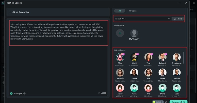 choose voice for narration