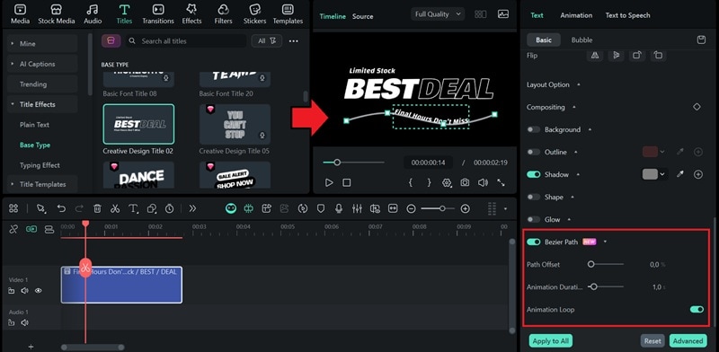 enable text path in filmora