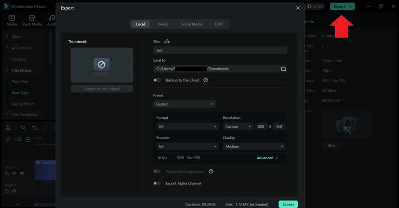 export your text animation