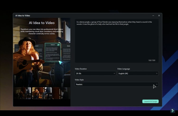 filmora ai idea to video