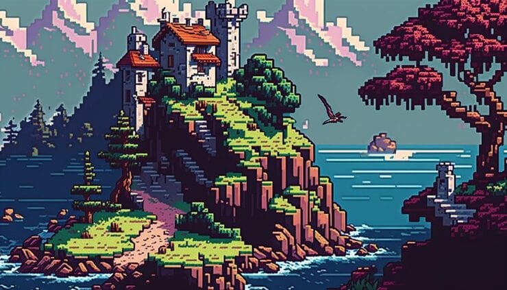 pixelated anime art