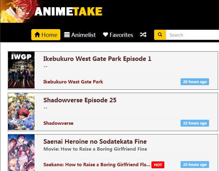 site web anime take