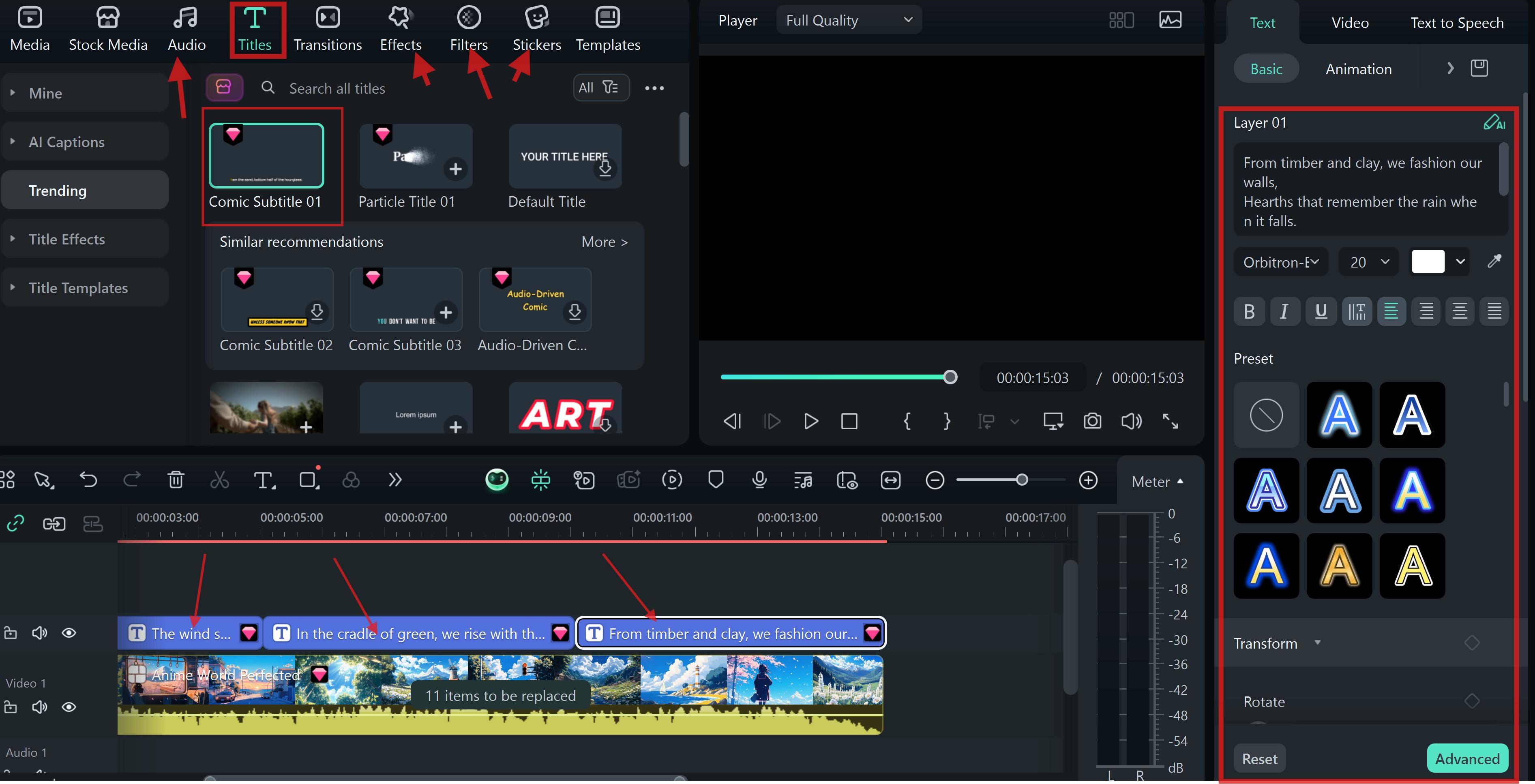 add text and custom audio