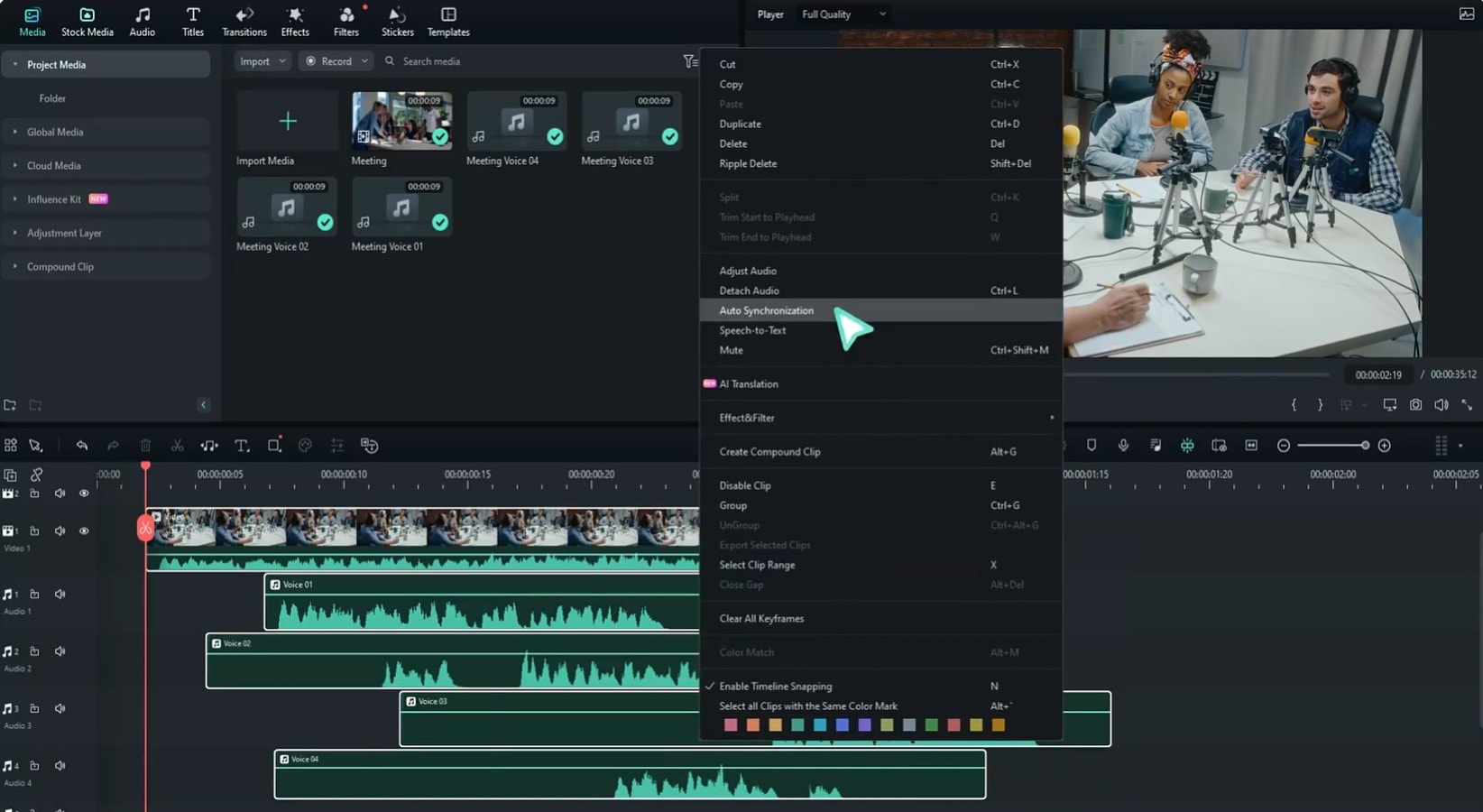 filmora scene detection