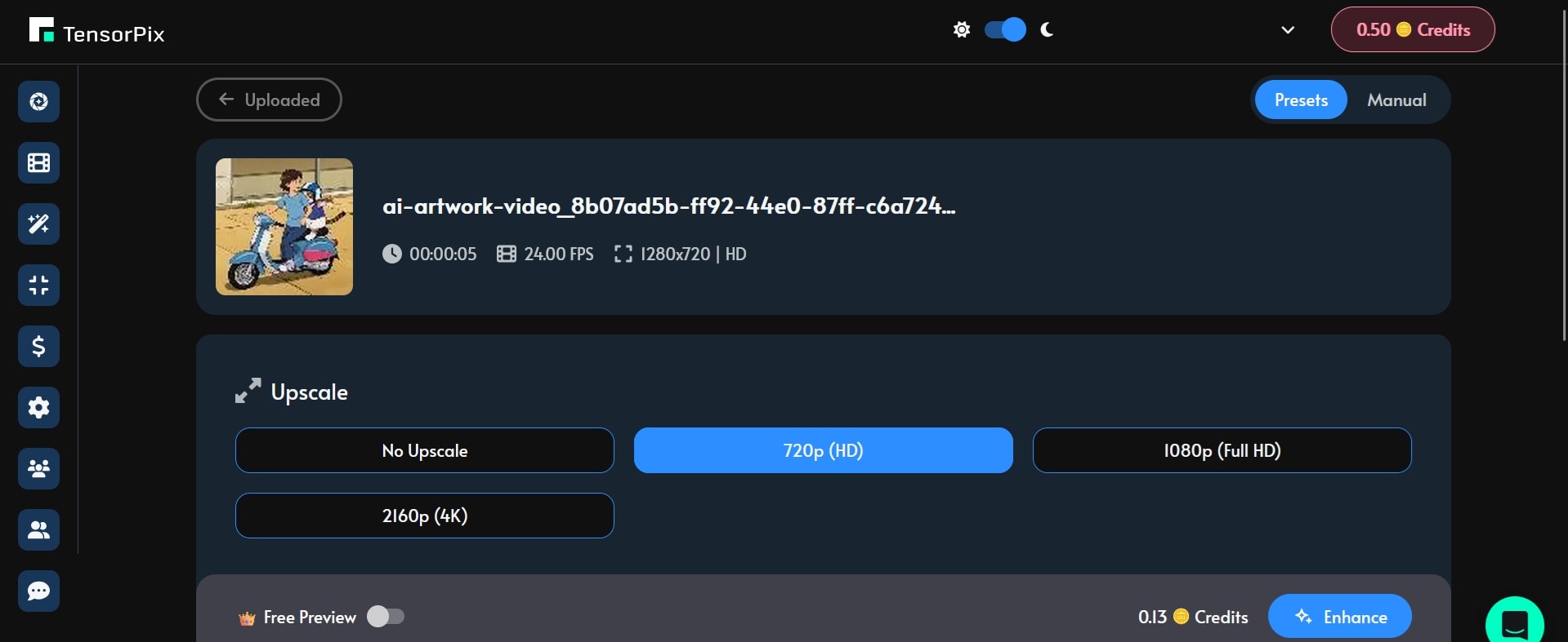 TensorPix AI 애니메 업스케일러
