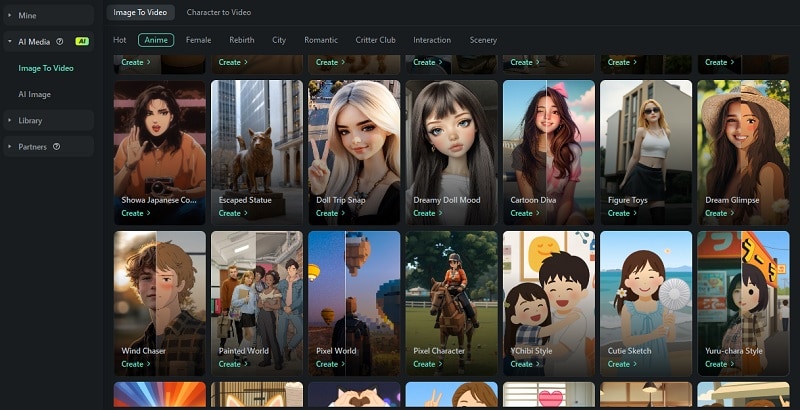 filmora anime ai image to video
