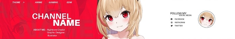 simple anime girl youtube banner