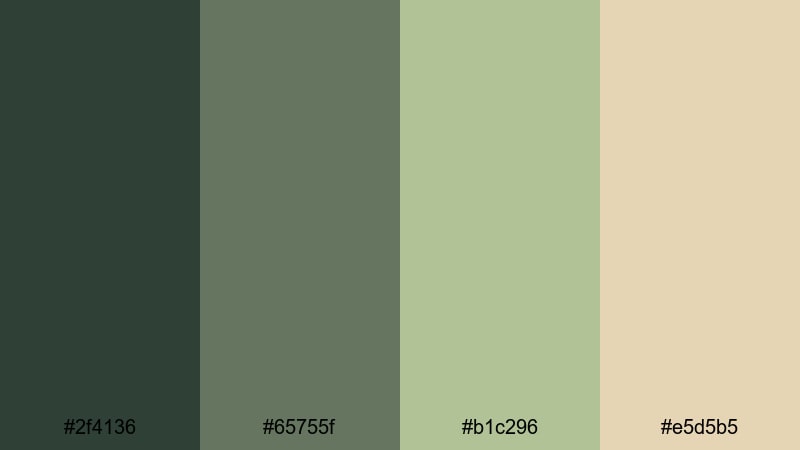 antique field memoir green tan color palette with hex codes