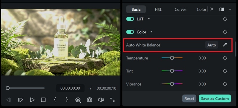 enable auto white balance