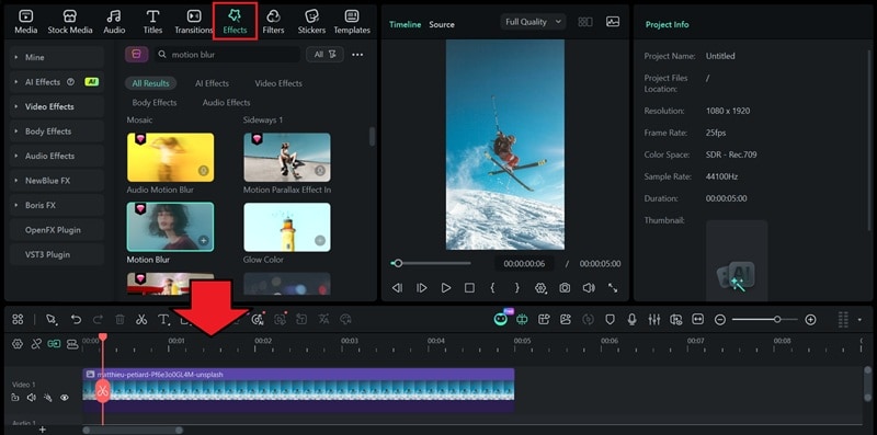 open filmora effects menu