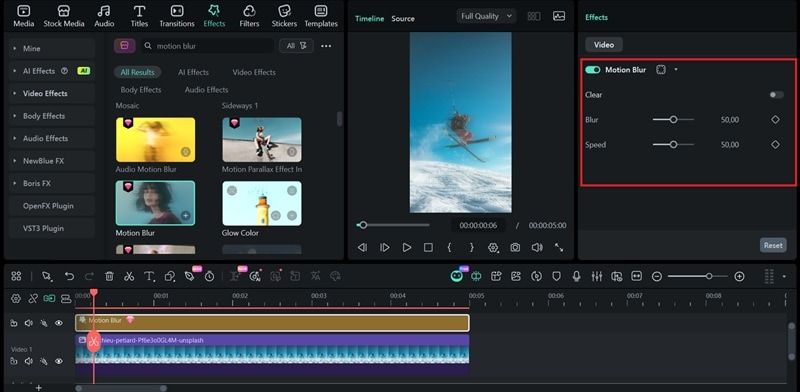 adjust the motion blur