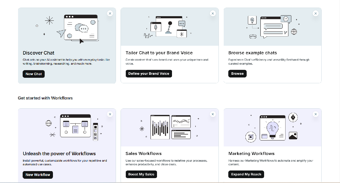 copy.ai templates selection