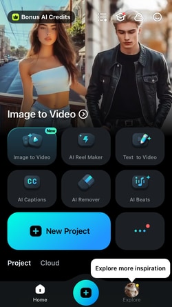 create new project filmora