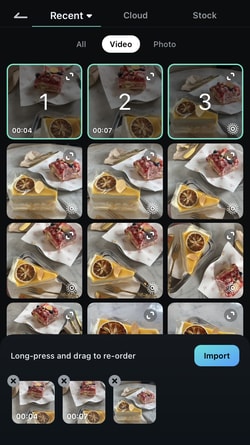 select videos to merge filmora