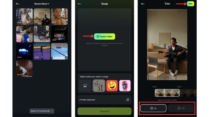 import your video clip