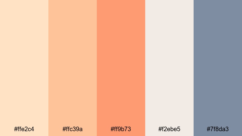 apricot daydream orange color palette with hex codes